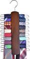 Umo Lorenzo Premium Wooden Necktie and Belt Hanger - Walnut Wood Organizer with 20 Hooks, Non-Slip Finish