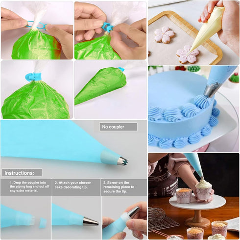 Piping Bags and Tips Set: 50Pcs Cake Decorating Supplies Kit with Icing Frosting Nozzles and Reusable Pastry Bags