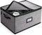 Wine Glass Storage Box with Dividers – Quilted and Stackable Stemware Storage Cases, Service of 12 Glassware Storage