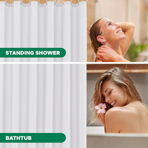 Biscaynebay Hotel Quality Fabric Shower Curtain Liners, 72" X 72", White Water Resistant with Rust Resistant Grommets
