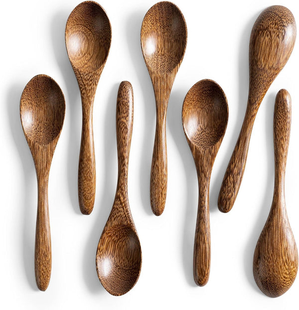 7 PCS Small Wooden Spoons, 5.8 Inch Honey Spoons for Tea and Coffee