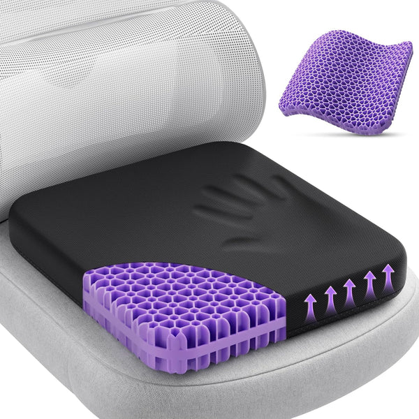 TushGuard Gel Seat Cushion for Long Sitting, Enlarged & Thickened Office Chair Cushion, Breathable Cooling for