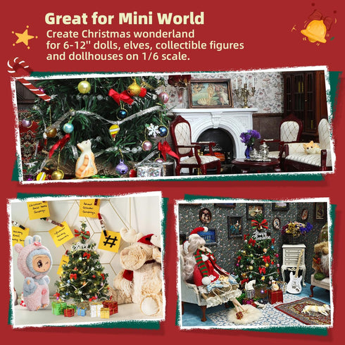 12 inch 1/6 1/12 iLAND Mini Christmas Tree with Lights Small Christmas Table Decorations Fits Office Desk Shelf Van