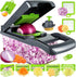 Pro Onion Chopper, Multifunctional 13 in 1 Vegetable Chopper, Kitchen Slicer Dicer Cutter with 8 Blades and Container