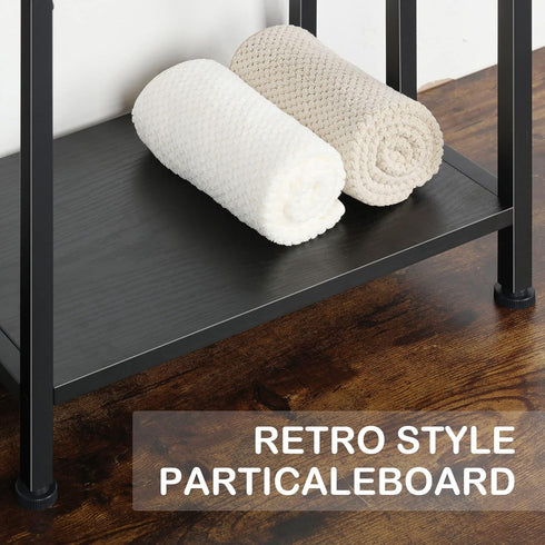 3 Free Standing Blanket Ladder Holder Rack, Tier Black Metal Towel Racks Stand with Wooden Storage Shelf, Multipurpose