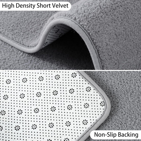 Keeko 2x6 Washable Hallway Runner Rug, Grey Soft Indoor Low Pile Non Slip Memory Foam Carpet for Bedroom Kitchen Living