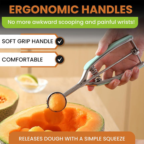 Spring Chef Mint Small Cookie Scoop for Baking, Multifunctional #60 Baller with Trigger Release for Ice Cream, Protein