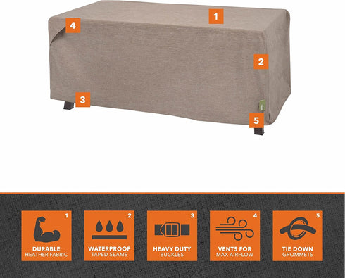 48" 25" 18" Modern Leisure Garrison Patio Ottoman/Coffee Table/Fire Pit Cover - Water-Resistant Fabric - Heavy-Duty
