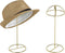 MyGift Set of 2 Brass Tone Metal Wire Table Standing Hat Racks, 14 Inch Tall Tabletop Wig Display Cap Storage