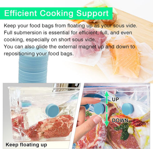 MOMOMA Sous Vide Magnets 12Pcs, Food-Grade Silicone Coated Weights & Clips for Cooking, Display