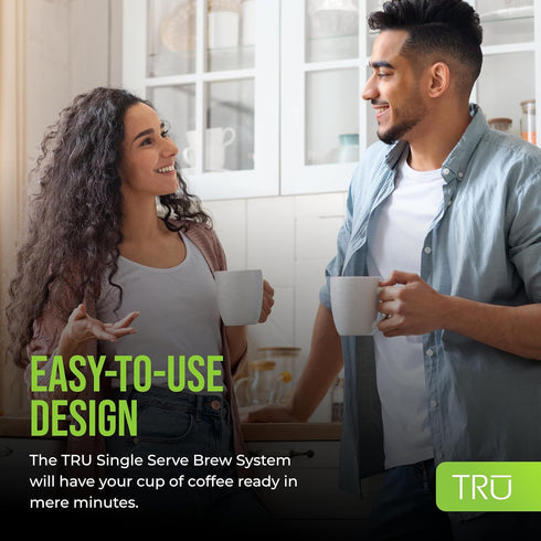 Tru Single Serve Dual Brew Coffee Maker - Premium Brewer for Coffee Capsules or Grounds - Features Self-Cleaning