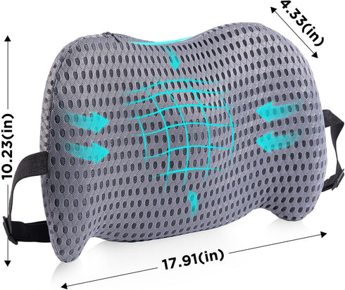Lumbar Support Pillow for Office Chair, Memory Foam Back Cushion for Car, Lower Back Pain Relief with Adjustable Straps