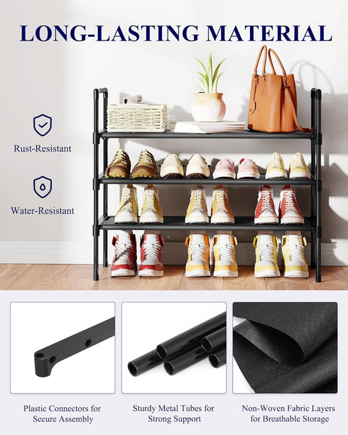 3-Tier Closet, 27.6" 3 Kitsure Shoe Rack - Shoe Organizer, Shoe Rack for Entryway, Bedroom, Easy- Assembly Storage