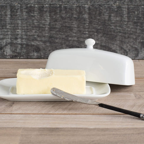 4.5 8 Now Designs Stoneware Rectangle Butter Dish with Lid, White x