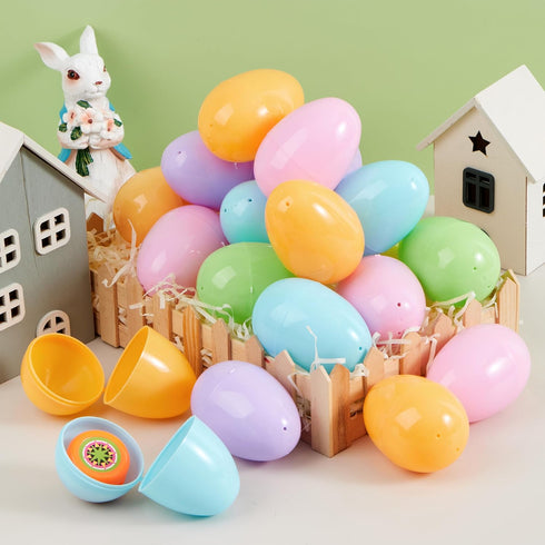 3.15" 200PCS JOYIN Pastel Easter Eggs, Large Plastic Eggs, Empty Colorful Fillable Eggshells for Easter Hunt, Party