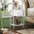 25.03" WLIVE White Nightstand, Night Stand with Fabric Storage Drawer and Open Wood Shelf, Small End Side Table