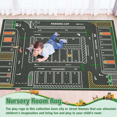 5x7 Tinideya Kids Playmat Rug ft, Non-Slip Rubber Backing Traffic Road Playmat, Cars Play Mat for Toddler Children