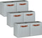 Pomatree 11 Inch Cube Storage Bin - 6 Pack, Linen Fabric Bins for Bedroom, Living Room, Clothes, Toys, Foldable, Silver