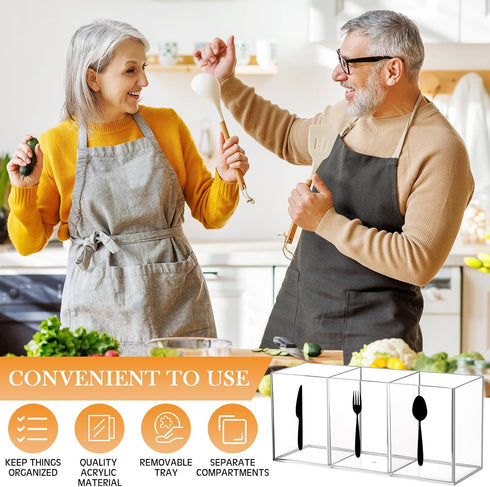 Acrylic Cutlery Storage Organizer Bin Clear Silverware Caddy for Countertop Knife Spoon Fork Holder