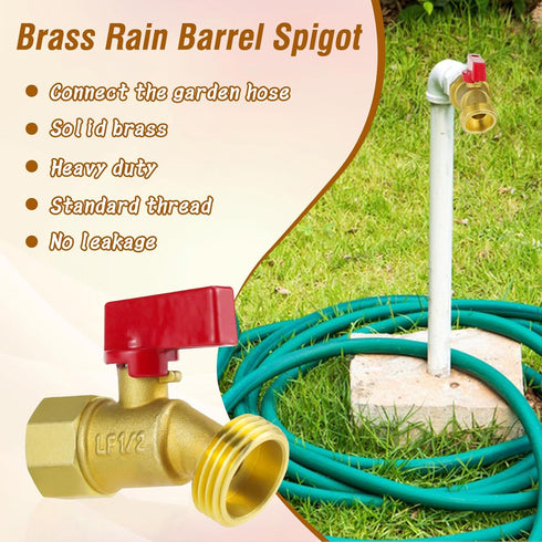 NPT1/2 GHT3/4 1/4 Water Spigot Female x Male Outdoor Hose Bib, Brass Outside Water Faucet, Turn Garden Hose Valve