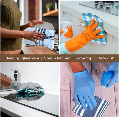 Set 8, 12x12 Inch Urban Villa Cotton Dish Cloth of Highly Absorbent Super Soft Quick Drying Dish Cloths for Kitchen