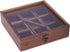9x9 Inch 9 Ajuny Wooden Spice Box - Decorative Masala Dabba Organizer with Glass Lid, Compartments & Spoon, Spice
