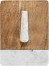Creative Co-Op Mango Wood and Marble Cheese and Cutting Board with Inlaid Marble Pestle