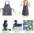 BeeGreen Kids Apron 2 Pack with Adjustable Strap, Front Pocket for Girls Toddler Painting Baking (Dinosaurs+Space