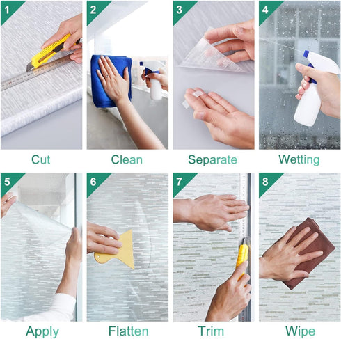 rabbitgoo Frosted Glass Privacy Window Film | No Glue Static Cling | Sun Blocking Vinyl Clings 17.5" x 78.7"