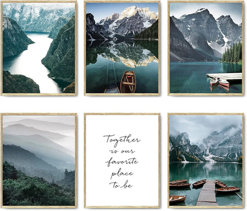 HoozGee Travel Wall Art Prints Scandinavia Mountain Pictures Canvas Print Natural Landscape Decor (8"x10" UNFRAMED)