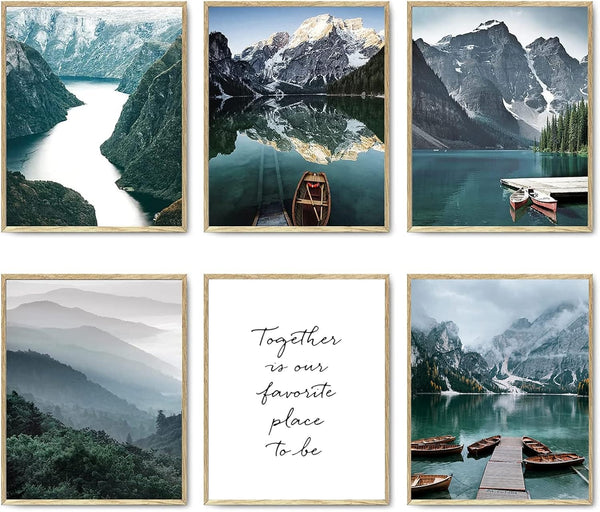 HoozGee Travel Wall Art Prints Scandinavia Mountain Pictures Canvas Print Natural Landscape Decor (8"x10" UNFRAMED)