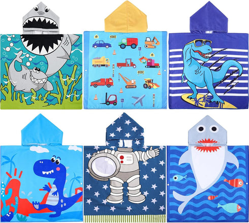 6 Pcs Kids Hooded Towel Kids Bath Towels with Hood Microfiber Baby