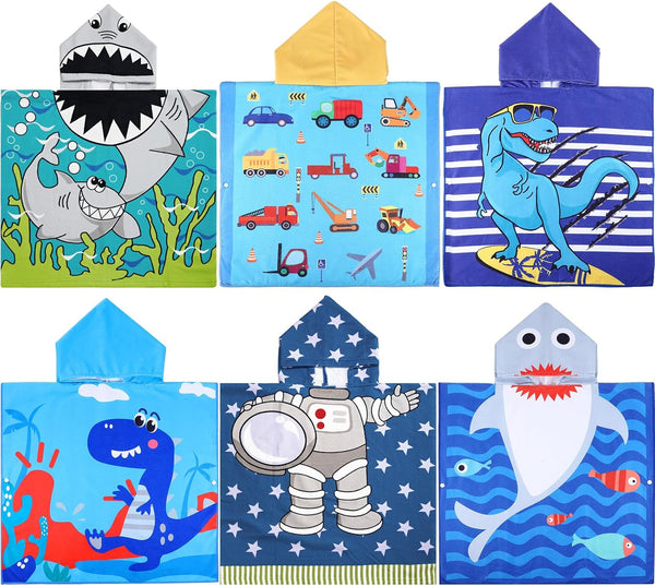 6 Pcs Kids Hooded Towel Kids Bath Towels with Hood Microfiber Baby
