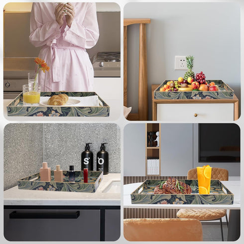 Modern Large Serving Tray with Handles for Living Room - Stylish Coffee Table Accessory