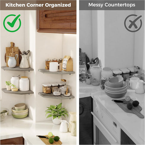 Realgulf 4-Pack Corner Shelves for Bathroom & Kitchen, Space-Saving Floating Corner Wall Shelf with Easy Installation