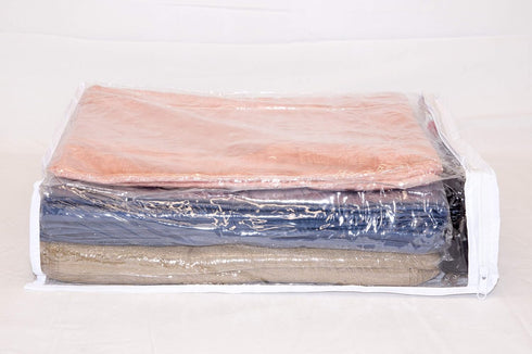 Set of 5 Clear Vinyl Zippered Storage Bags, 11 x 15 x 4 Inch