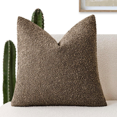 Foindtower Decorative Textured Boucle Throw Pillow Covers Accent Solid Pillow Cases Neutral