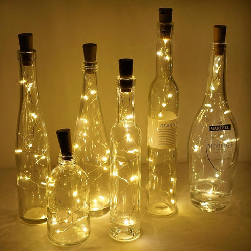9 Pack 20 (9, Wine Bottle Lights with Cork, Battery Operated LED Cork Shape Silver Wire Fairy Mini String Lights(No