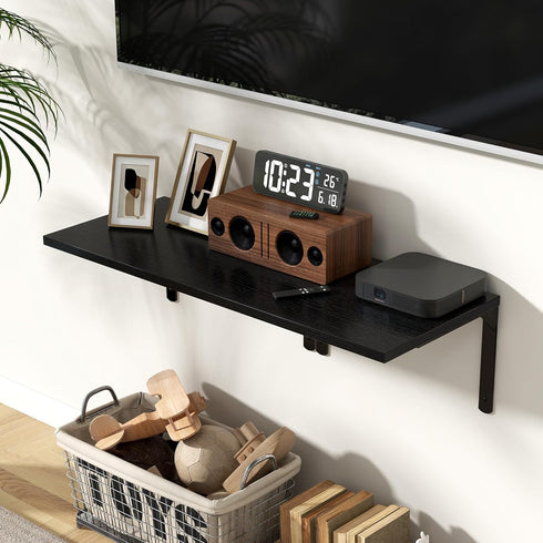 12 Inch Set 2, 16W 12D Fun Memories Floating Shelves for Wall, Deep Floating Shelves of Wall Mounted Shelf with Metal