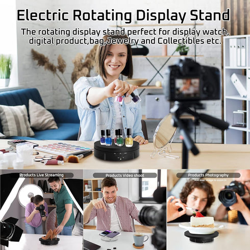 3 in1 5.74 /7.08/ 8.66 inch 22lbs Load360 (3 in1 JAYEGT Motorized Rotating Display Stand with Replacement CoverMax