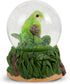 Elanze Designs Playful Green Tree Frog Tabletop Figurine, 100MM Glitter Water Wind Up Musical Snow Globe