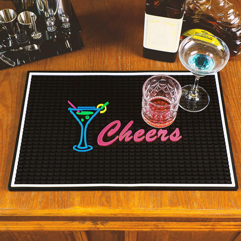 Zhehao Cheers Bar Mat for Bartending, 12 x 18 Inch Non-Slip Rubber Mat for Home Bar Countertop, Kitchen, Restaurants
