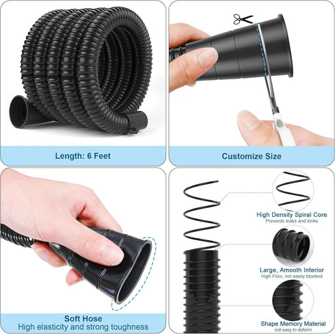 MyLifeUNIT Washing Machine Drain Hose Extension Kit, Universal Washer Drain Hose Fit All Drain Hose, 6.9 Feet (Black)