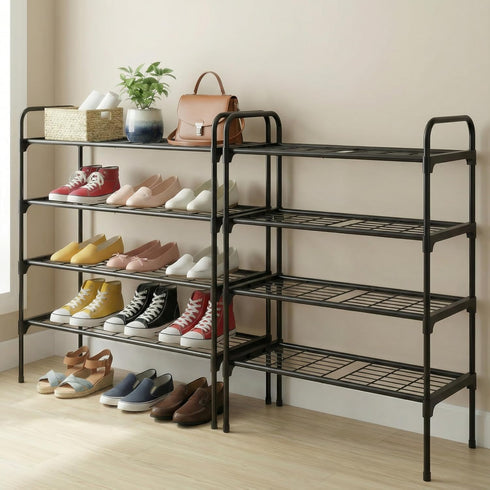 Tujurich 4-Tler Closet Shoe Rack Organlzer, Rustproof lron, Spaclous Shoe Storage Shelf for or Entryway, Fits Sneakers
