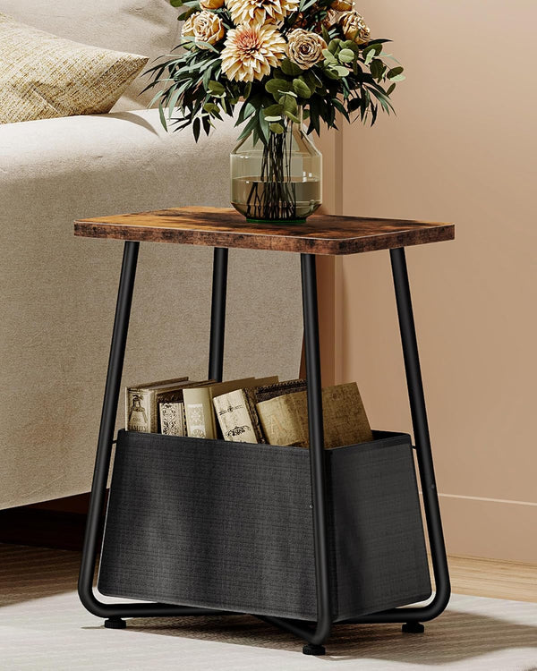 CHOEZON Small Nursery Side Table with Removable Fabric Basket, Compact End Table
