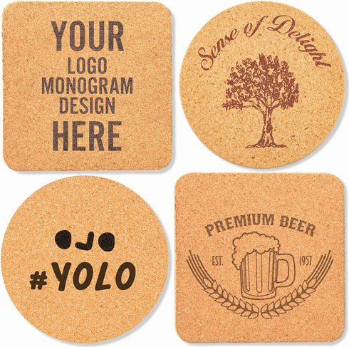 54 Pcs Cork Coasters, 4 Inches with Adhesive, Bulk Cork Sheets Mats for Drinks, Plants, DIY Crafts, Office (4"x 4",