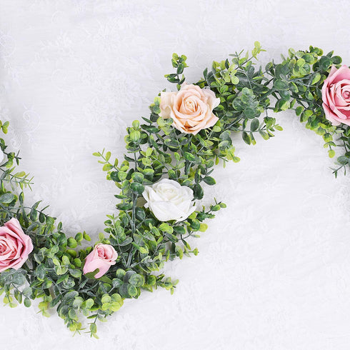 Lvydec 2 Pack Artificial Eucalyptus Garland, 5.5 Feet/Strand Fake Greenery for Wedding Decor