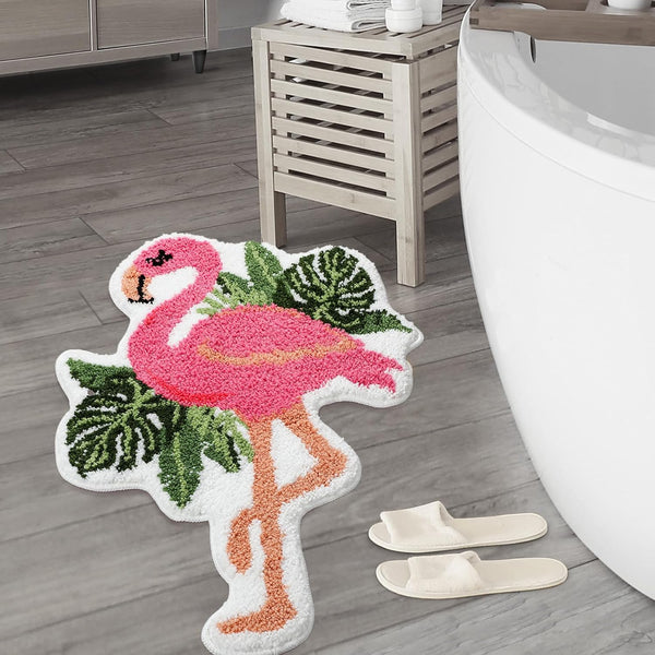 Ceenna Flamingo Bath Mat, Pink Non Slip Rugs for Bathroom Kitchen Indoor Outdoor, 27.56 x 19.69 Inches