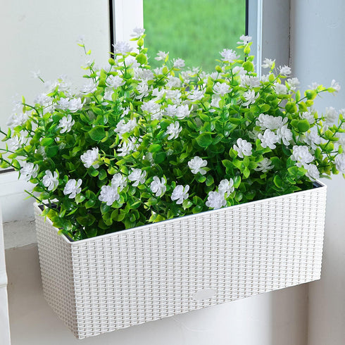 Artificial Plants Flowers Grass Shrubs, 8 Pack No Fade Faux Plastic for Indoor Outdoor Decoration