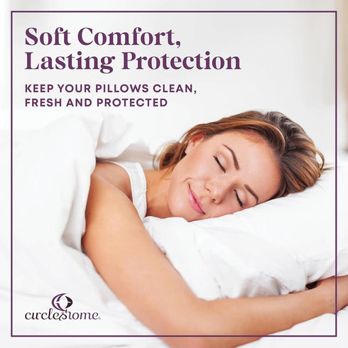 CirclesHome Pillow Protectors, 2 Pack Standard Zippered, 100% Cotton Breathable Pillowcases, 20x26
